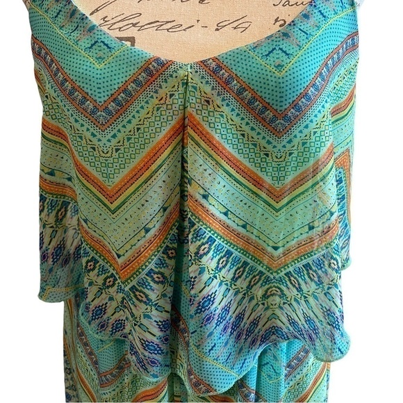 Boho Multicolored Maxi Multiprint Sleeveless Lined Dress  Sz M - Picture 4 of 11